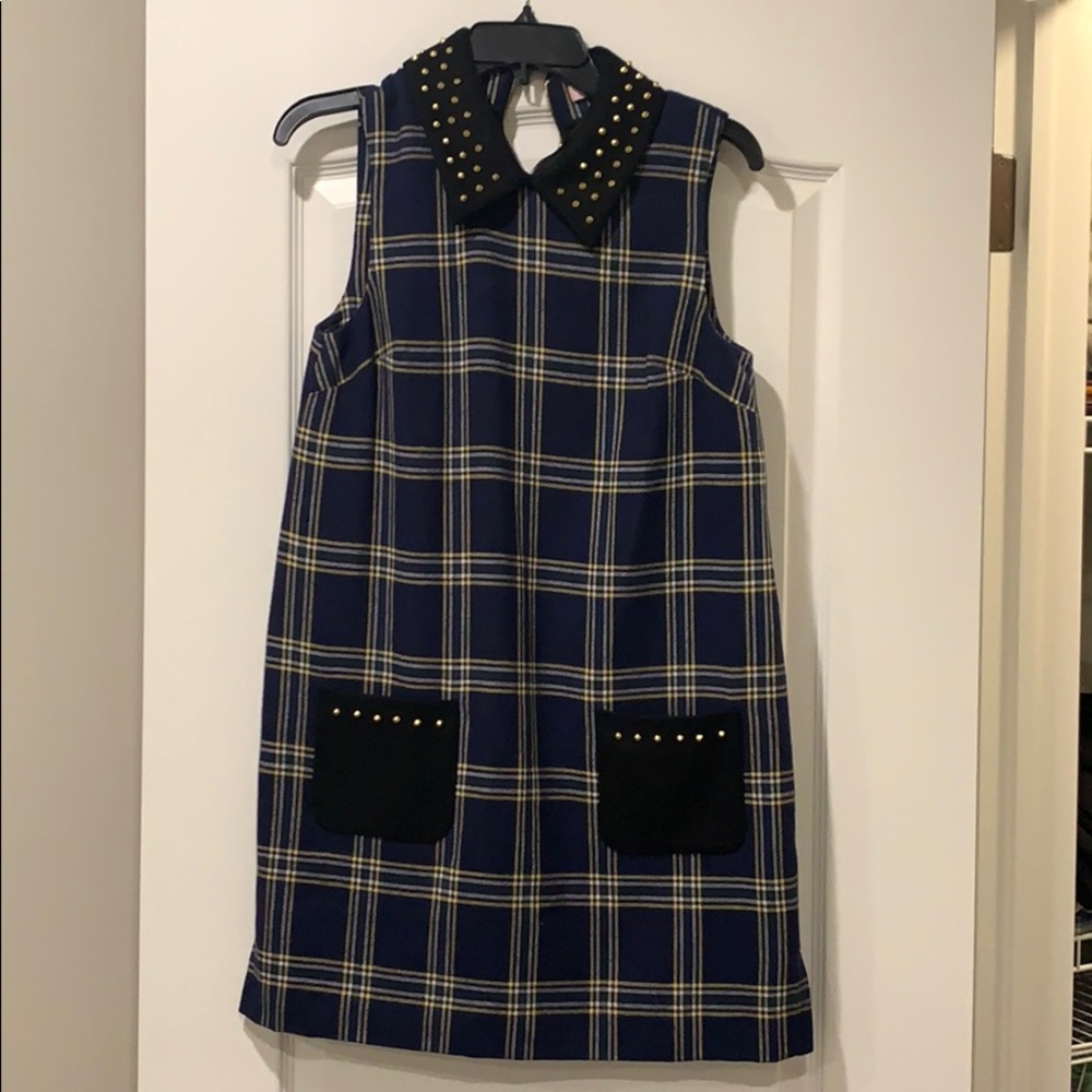 JUICY COUTURE Shift Dress Wool Blend Plaid w Studs
